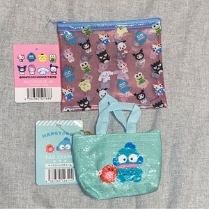 Sanrio and Hangyodon cosmetic bag and coin purse wallet bundle